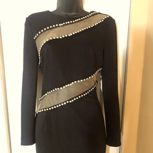 Spandex dress w sheer trimming